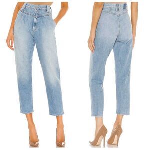 MOTHER Pleated Peg Jeans Thanks Again Wash Women’s Size 25 High Rise Cropped